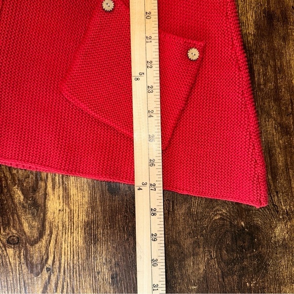 Habitat Sweater Womens Small Red Peruvian Double Knit V-Neck Festive Y2K Boho - Picture 6 of 8